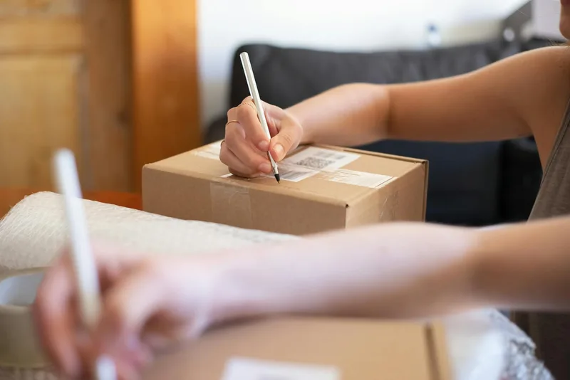 Ecommerce seller reviewing VAT return documents with a calculator on a work desk