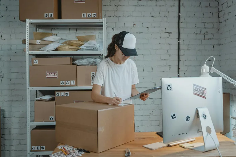 Ecommerce seller checking inventory and preparing shipments